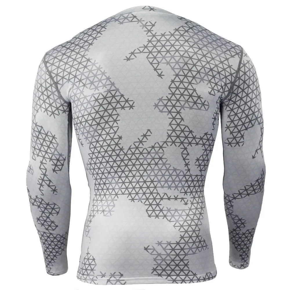 Grid men running Tights t shirts long sleeves (2)