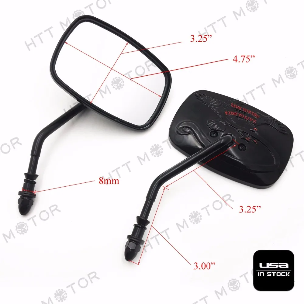 Aftermarket Free Shipping Motorcycle Partsrear View Side Mirrors For Harley Davidson Eagle Spirit Live To Ride 3d Black Mirror For Harley Davidson Side Mirrorside View Mirror Aliexpress