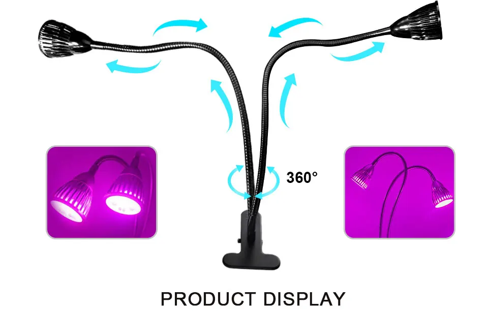 3 Heads LED Grow Light Dual Head 15W Plant Grow Lamp (12)