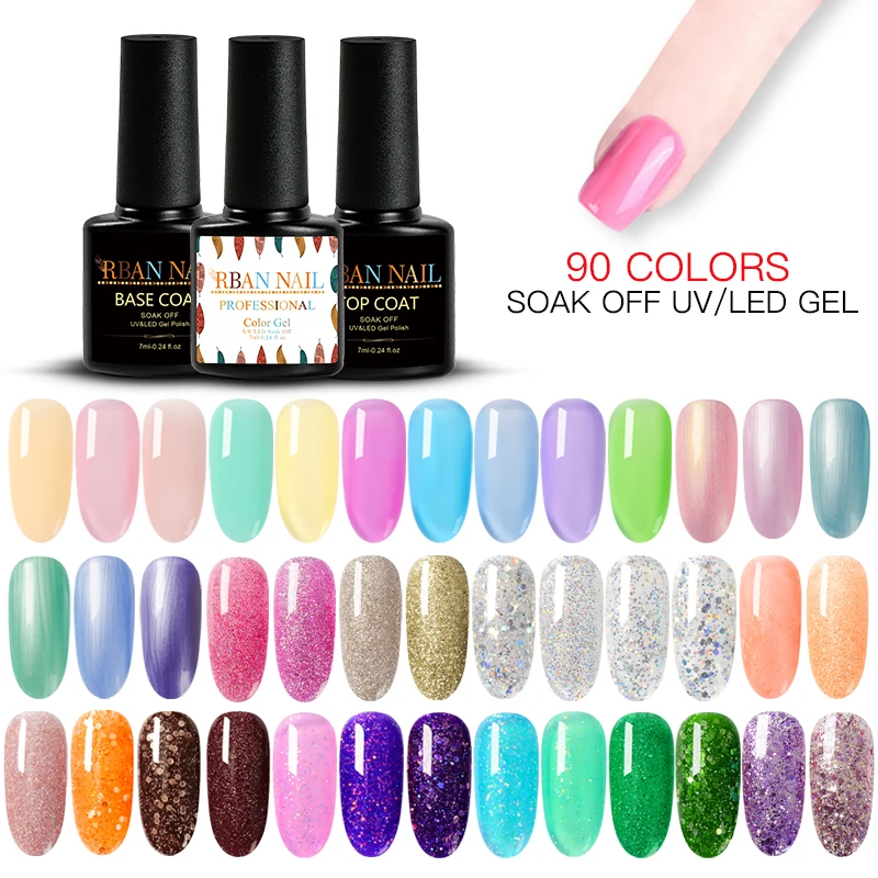 

RBAN NAIL Pure Gel Varnish Color Hybrid Gel Polish 7ml Manicure for Nails Design Shining Pink Green Colors UV Nail Polish