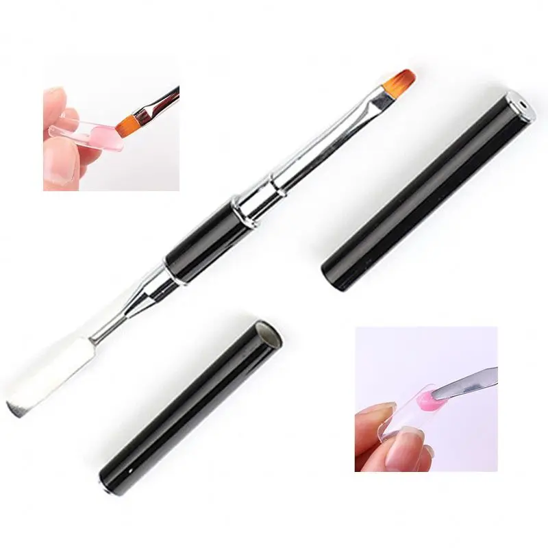 1Pc 2 in 1 UV Poly Gel Nail Brush Dual ended Slice Shape PolyGel Brush