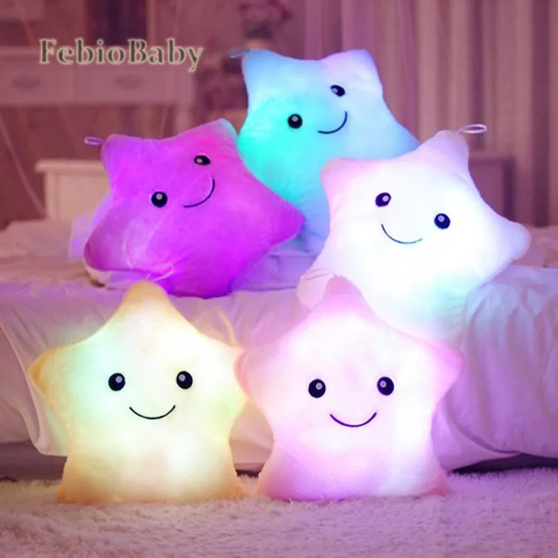 LED Kissen Bunt Stern Plüsch Kissen Leuchtkissen Spielzeug Haus Zimmer Sofa Deko