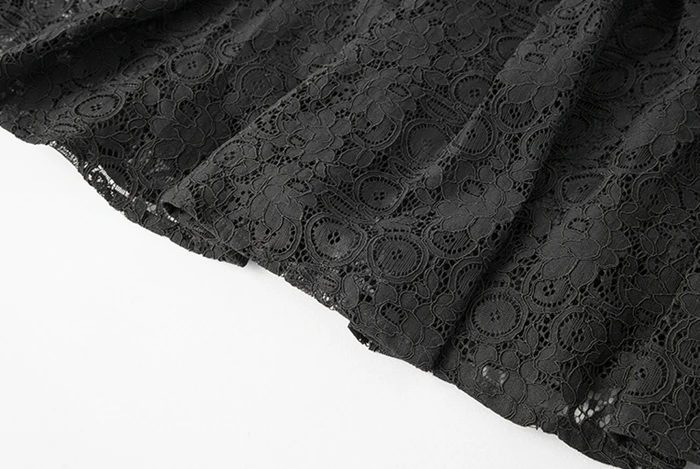 TAOYIZHUAI, летнее Новое поступление, черный цвет, большой размер, повседневный стиль, а-силуэт, круглый ворот, длина до колен, элегантное женское кружевное платье 11698
