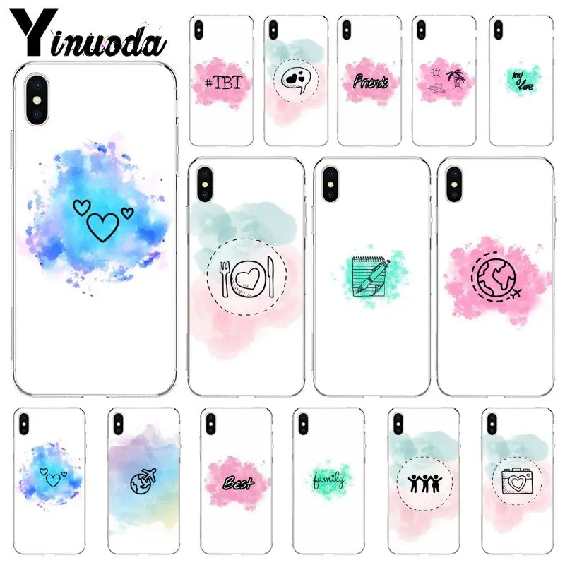 

Yinuoda Watercolor Best friend for love couple Novelty Fundas Phone Case Cover for iPhone 8 7 6 6S Plus 5 5S SE XR X XS MAX