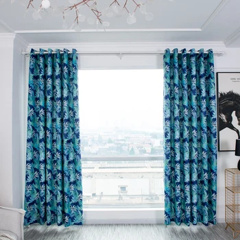 

Blackout Curtains Palm leaf Printed For Living Room Bedroom Modern Curtains Fabrics Ready Made Finished Drapes Blinds Tend