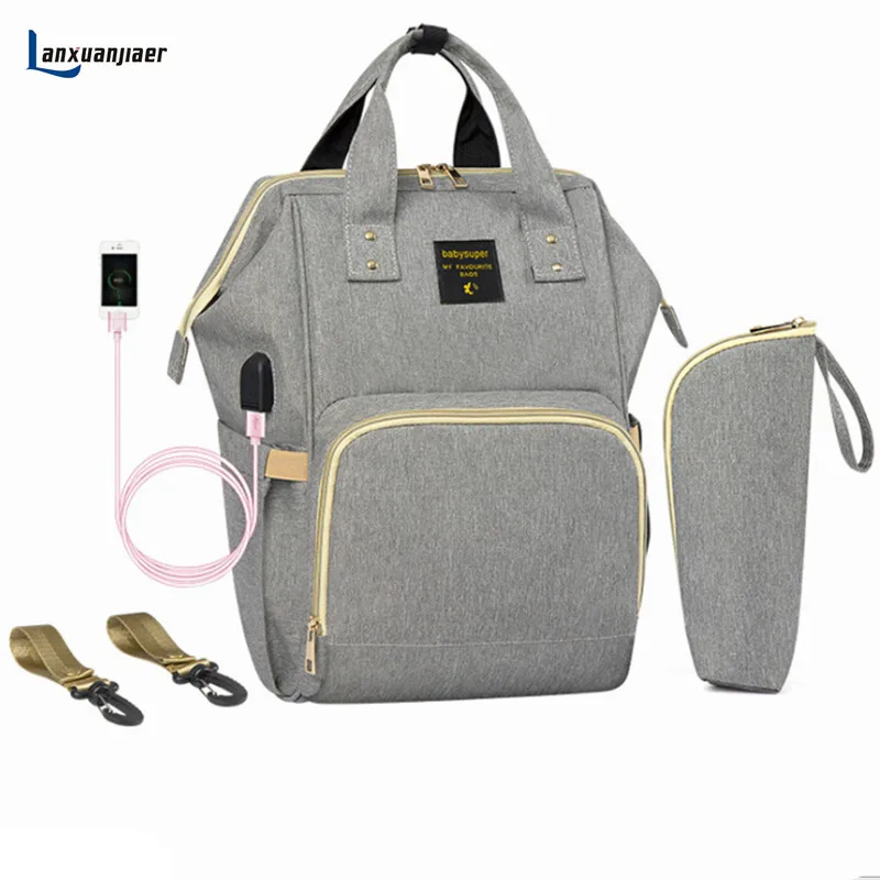 

Mummy Maternity Multifunctional Diaper Bag Travel Backpack Nappy Bag Designer Nursing Bag Keep bottle warm With USB