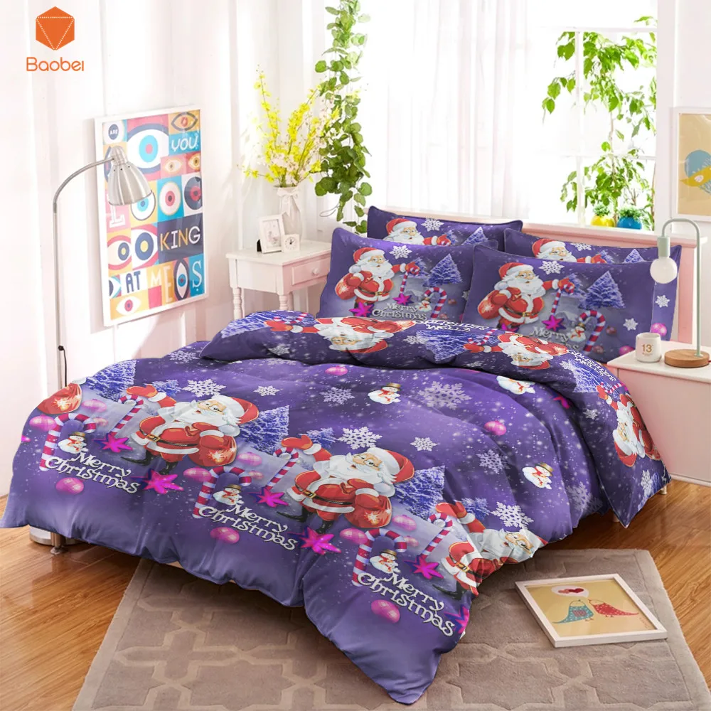 

3D Merry Christmas Bedding Set With Pillowcas Cartoon Bed Duvet Cover for Kids 3pcs Colorful Bedclothes Quilt Cover Sj129