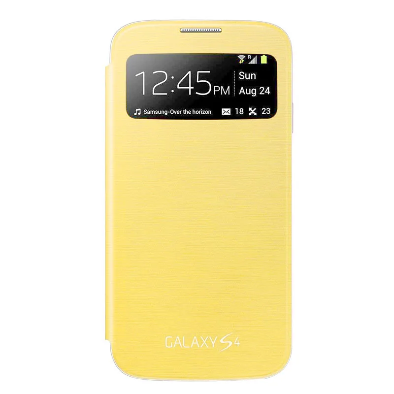 samsung S4 умный чехол с окошком обзора кожаный чехол для samsung Galaxy S4 i9500 i9505 защитный чехол-книжка в виде ракушки - Цвет: Yellow