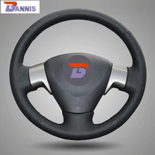 BANNIS Black Artificial Leather DIY Hand-stitched Steering Wheel Cover for Toyota Corolla 2006-2010 Toyota Corolla EX