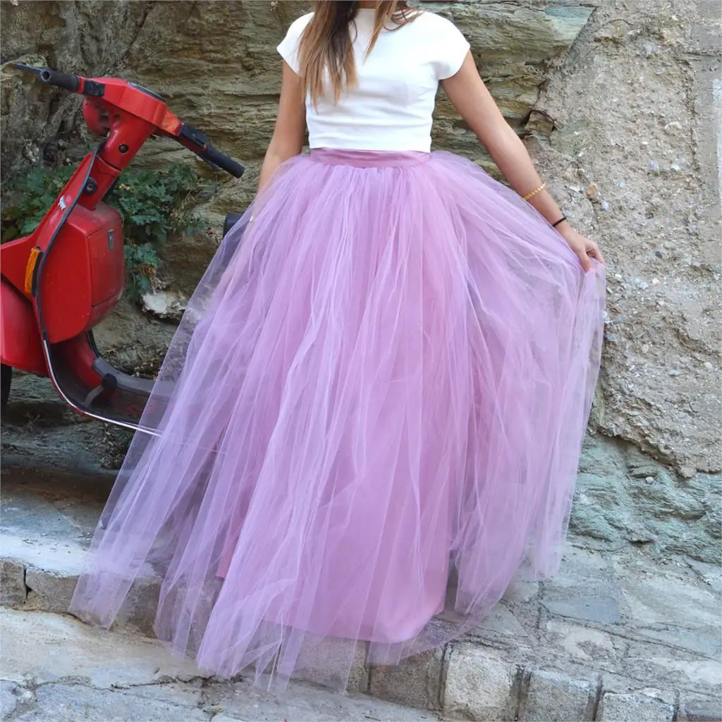 

Floor length Wedding Tulle Skirt Overskirt Girls Purple Fluffy Adult Tutu Dance Mesh Skirt Petticoat Faldas Saias Jupe