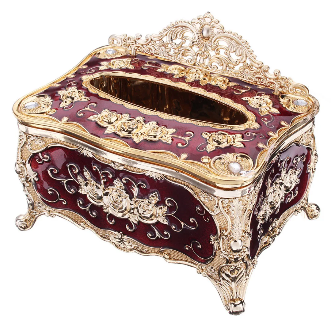 JX-LCLYL Elegant Gold Tissue Box Cover Chic Napkin Case Holder Hotel Home Decor Organizer