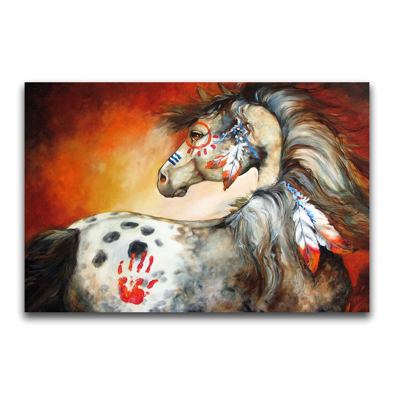 Full Square Diamond embroidery Cross stitch Feathers Full Round Diamond mosaic Indian War Pony  DIY Diamond painting horse