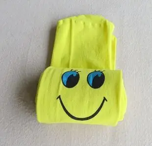 Yellow Г. Осенние Бархатные эластичные детские колготки высокого качества с милым смайликом для девочек, детские колготки От 3 до 7 лет колготки для девочек - Цвет: Yellow