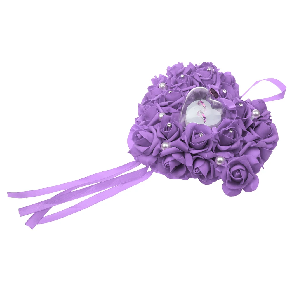 

Heart Shape Flower Hanging wedding ring box Girlfriend Propose Wedding Ring Pendant Jewelry Box Case Holder Purple jewelry box