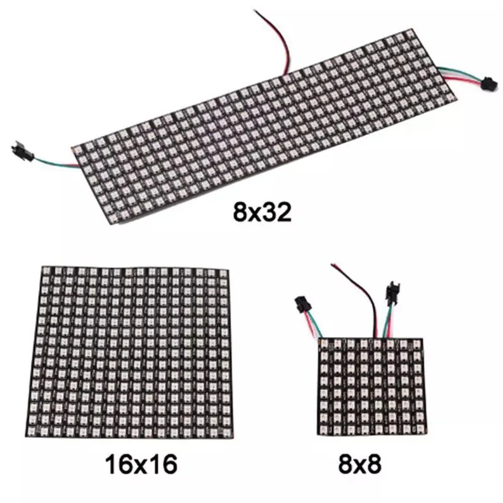 WS2812B RGB Светодиодная панель экрана 8x8/8x32/16x16 пикселей WS2812 IC чип индивидуально адресуемый полноцветный экран панели DC5V