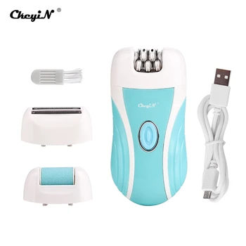 

CkeyiN 3 in 1 Women Electric Epilator With 2 Gears Hair Removal Body Groomer Callus Remover USB Rechargeable