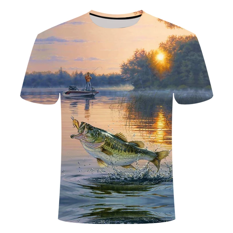 

fish t-shirt 3DModal fun fish print digital men's and women's t-shirts hip hop t-shirts harajuku Funny fishing t-shirt