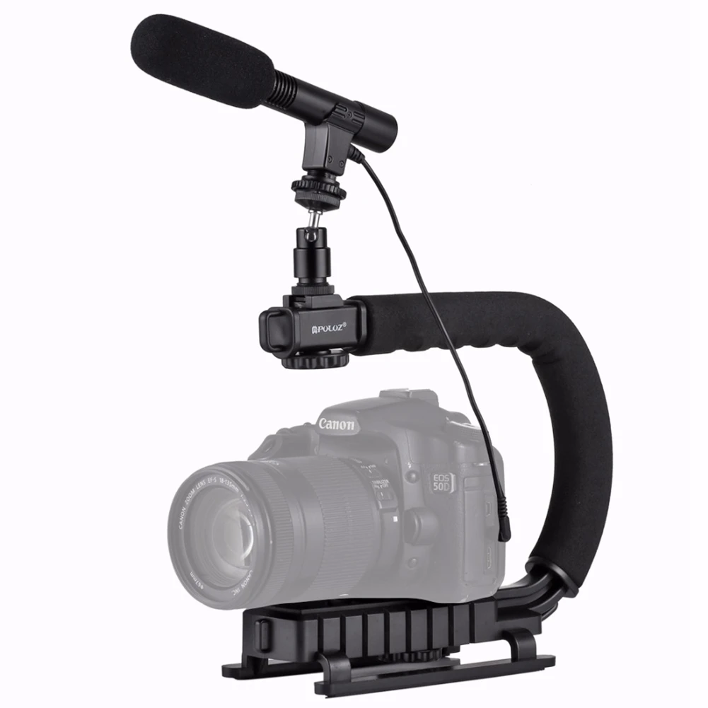 PULUZ U Grip тройной башмак крепление для видео экшн стабилизации ручка Rig iPhone 8 X Gopro