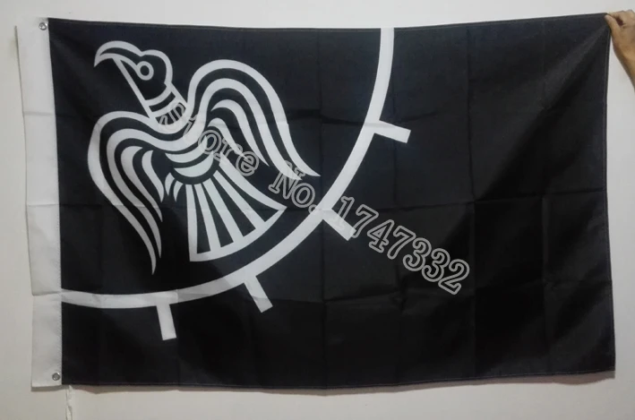 

Viking Raven Black Flag hot sell goods 3X5FT 150X90CM Banner brass metal holes