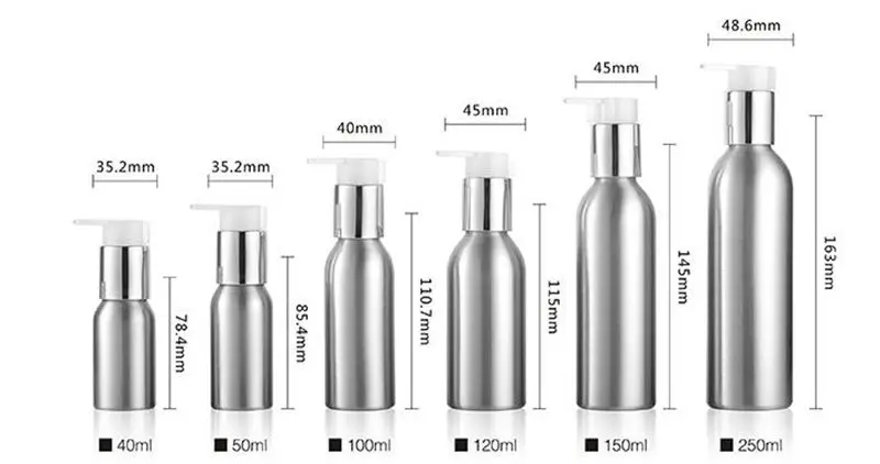 40 мл/50 мл/100 мл/120 мл/150 мл Алюминий бутылка лосьон насос, алюминий бутылка с dispening насос, Алюминий шампунь бутылки F20173588