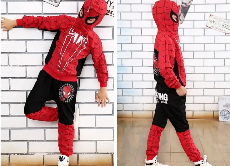 Комплекты новой одежды «Человек паук» для маленьких мальчиков хлопковый спортивный костюм для мальчиков костюм «Человек-паук» из весенней коллекции маскарадные костюмы комплекты одежды для детей
