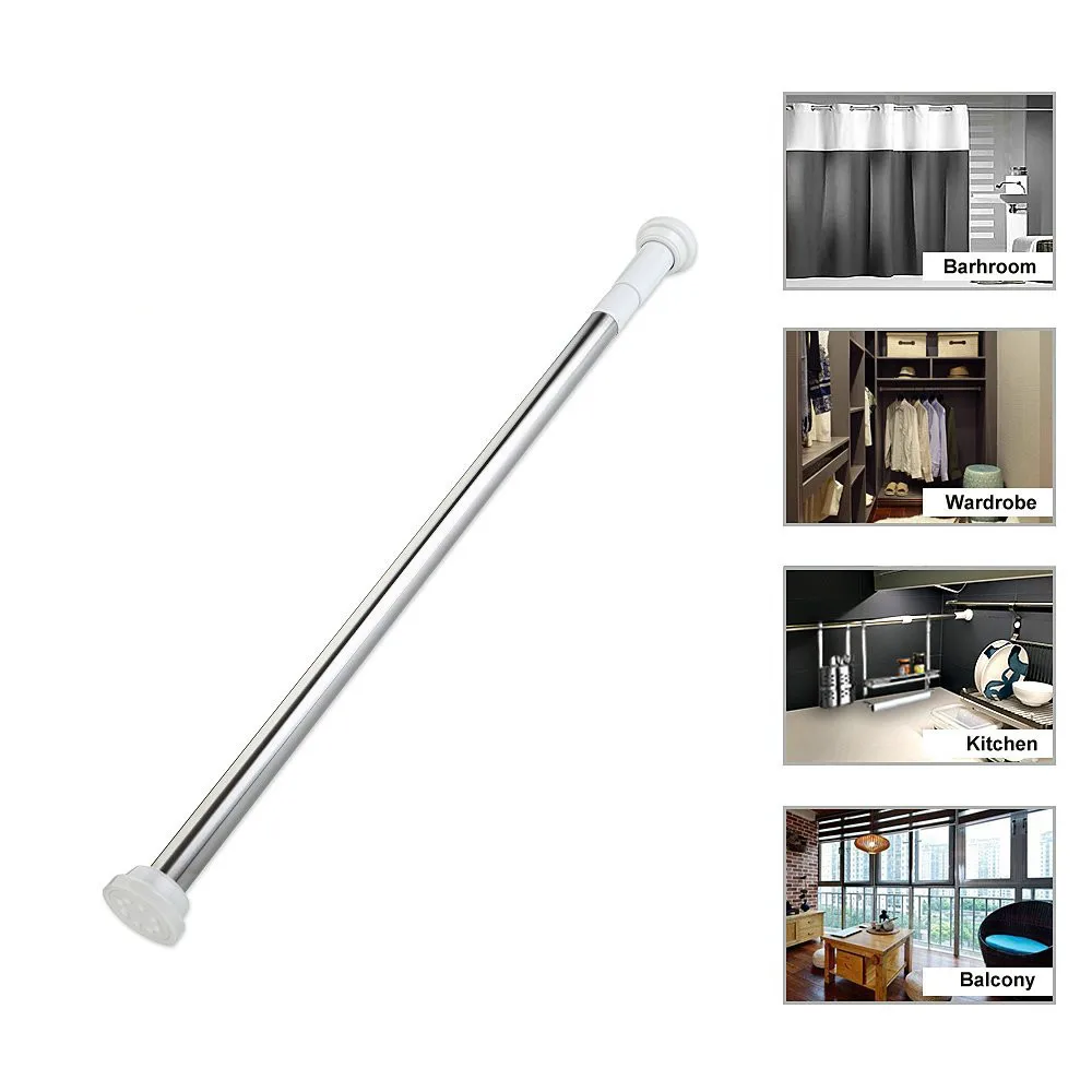 Premium Stainless Steel Tension Rod Curtain Shower Adjustable Rod