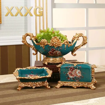 

XXXG / / European fruit bowl meal Dried fruit compote resin decorations tea table three suits basin creative furnishing articles