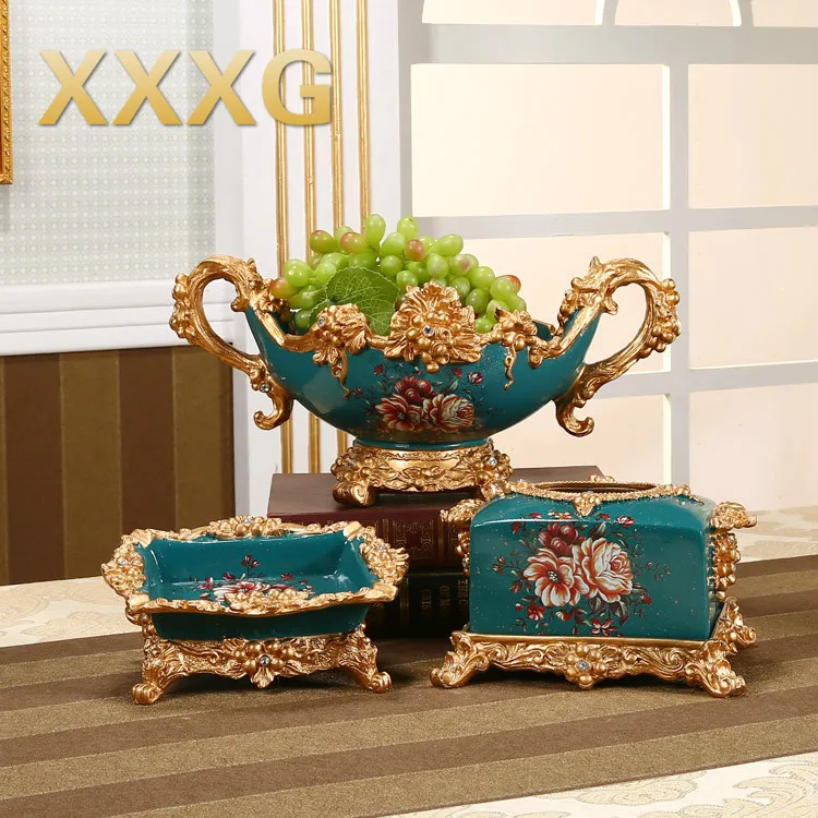 

XXXG / / European fruit bowl meal Dried fruit compote resin decorations tea table three suits basin creative furnishing articles