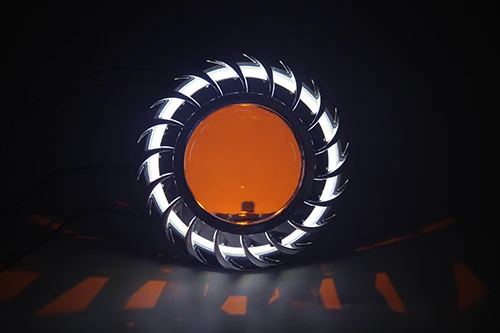 ROYALIN Bi объектив H1 HID ксеноновый проектор фары линзы светодиодный COB ангельские глазки демон дьявол глаза для H4 H7 автомобилей лампа - Цвет: White-Yellow