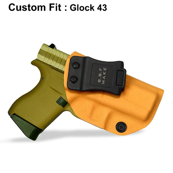 B.B.F Make IWB KYDEX кобура Подходит Glock 43 43X пистолет кобура внутри скрытый переноски кобуры пистолет Coldre кейс для пистолета аксессуары сумка - Цвет: 43 Yellow For Right