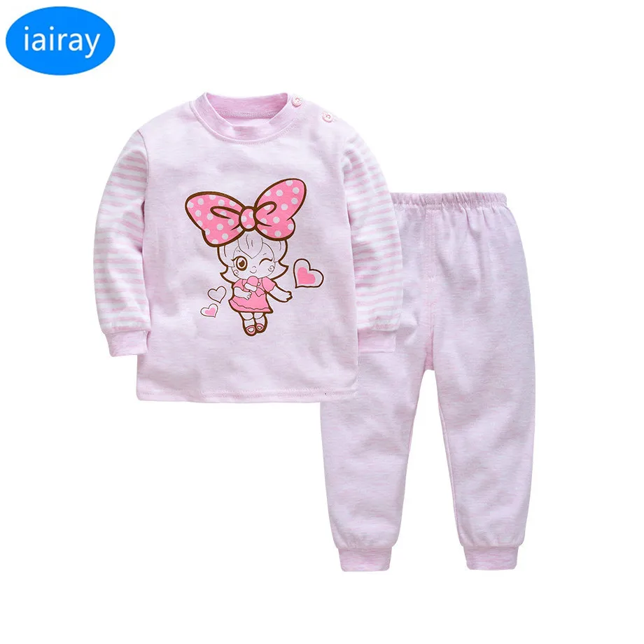 iairay 2pcs baby girl clothing set baby thermal underwear pink top pullover girls long sleeve