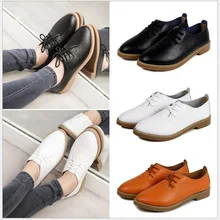 Женские модные туфли на плоской подошве; повседневные однотонные женские лоферы из натуральной кожи на шнуровке; цвет белый, черный; туфли на плоской подошве