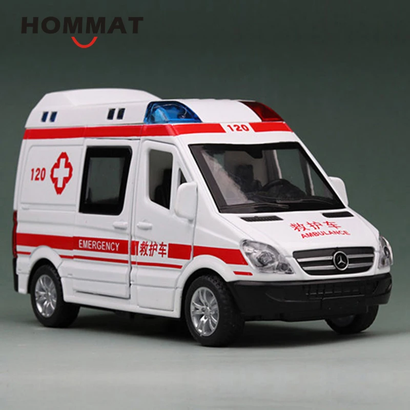 

HOMMAT Simulation 1:36 Sprinter 120 Emergency Ambulance Car Vehicle Alloy Diecast Toy Car Model Gift Cars Toys For Children