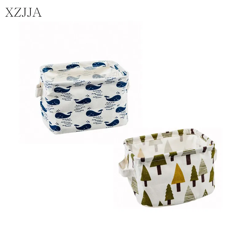 XZJJA коробка для хранения игрушек с животными в горошек из хлопка и льна корзина