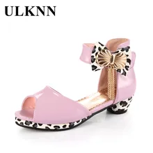ULKNN Kids Sandals For Girls Summer Shoes Bowtie Peep-toe Open toe Children Shoes Girls Princess Low Heel Party Dress sandalias girls roman sandals for kids princess shoes summer fashion high heels soft leather children open toe sandal dress wedding party