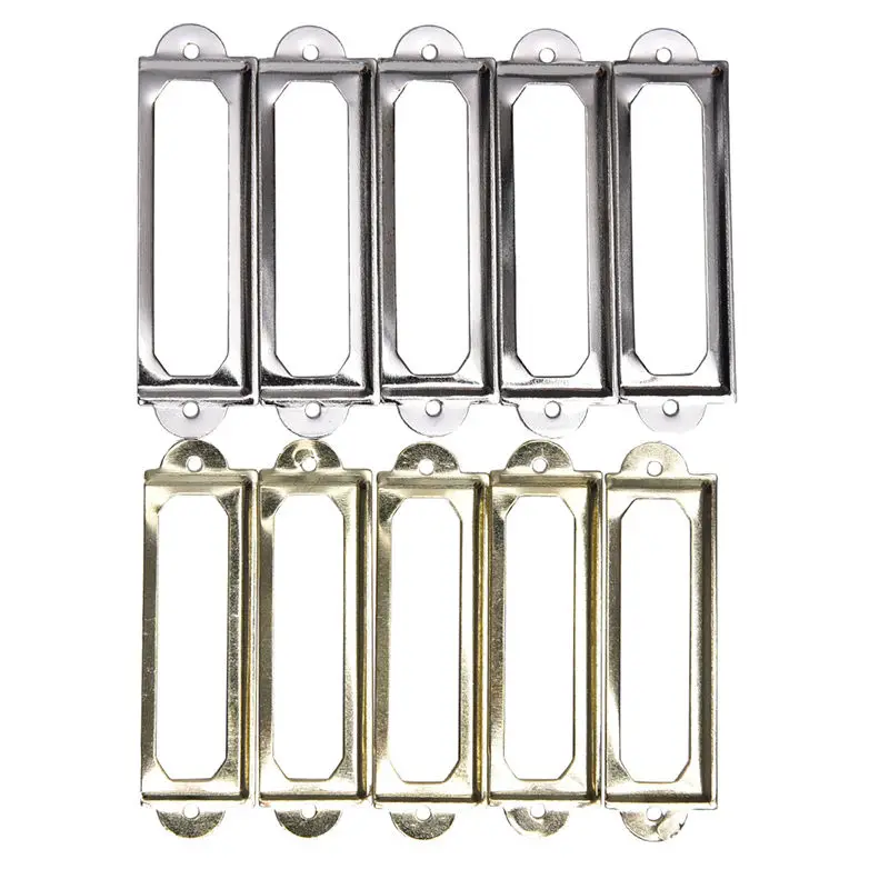 10Pcs Label Holder Metal Furniture Cabinet Drawer Box Case Bin Pull Frame Handle File Name Card Holder Iron Label Holders