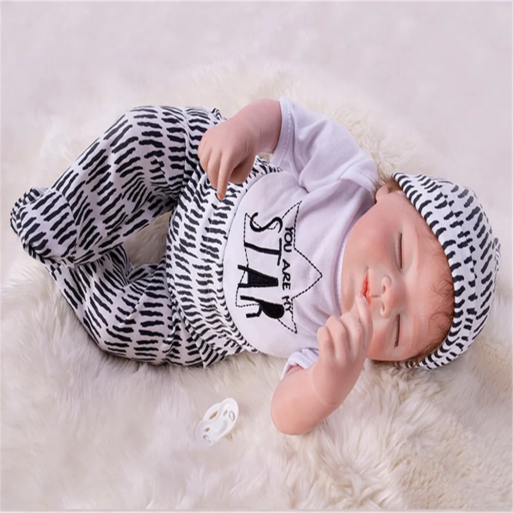 SanyDoll 22 дюйма 55 см силиконовые куклы для новорожденных милый костюм Спящая кукла