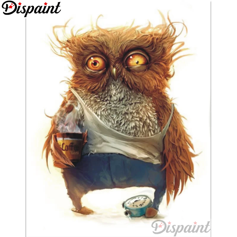 Dispaint Full Square/Round Drill 5D DIY Diamond Painting &quotCartoon owl scenery&quot Embroidery Cross Stitch Home Decor A11468 | Дом и сад