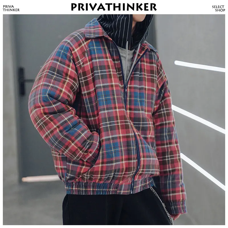 re Size Size Mâle Green 2018 asian Parka Hiphop Bomber Privathinker Streetwear À vent Manteaux Coupe Plaid Japonais Vestes D'hiver Capuche Hommes asian w1aUq8H