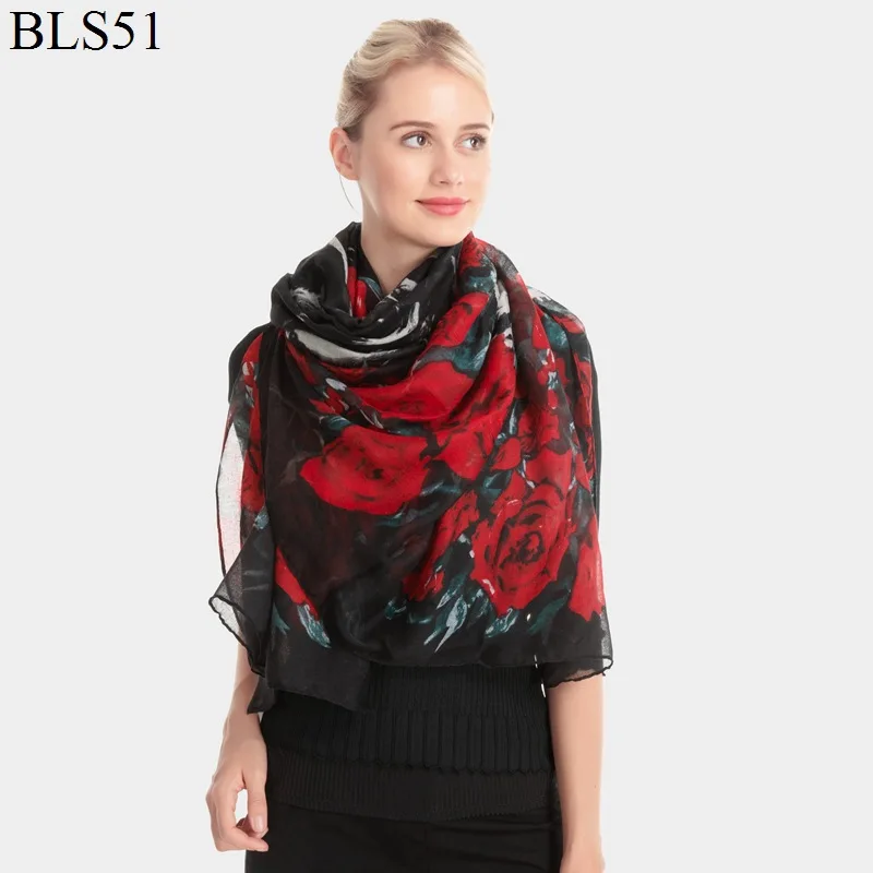 F & U Модный женский шарф с цветами Длинный мягкий большой цветы красочные Обертывания Дамы Полиэстеровые кашне Роскошная шаль теплая в