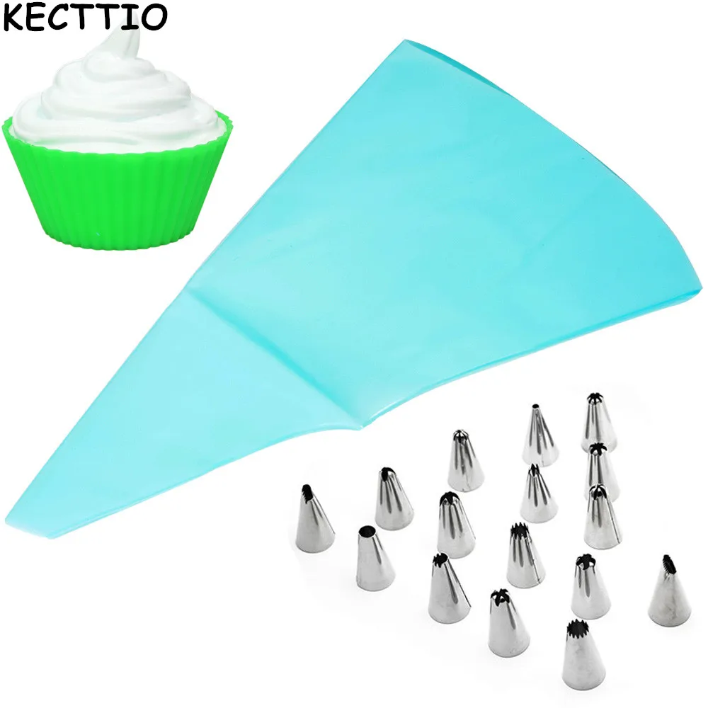 16PCS/Set Silicone Kitchen Accessories Icing Piping Cream Pastry Bag