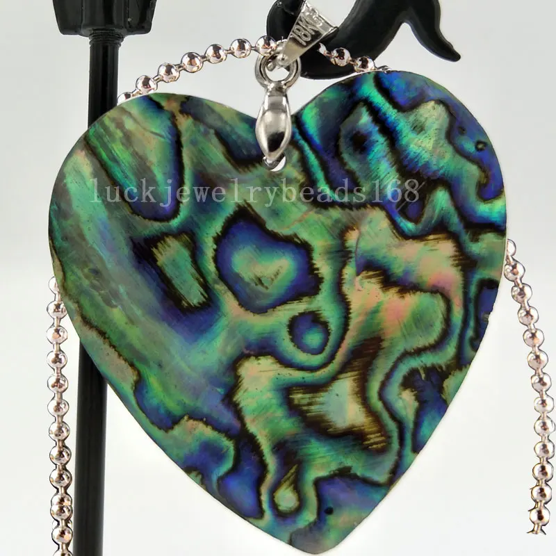

Free Shipping Women Fashion Jewelry New Zealand Abalone Shell Heart Necklace With Chain 1pcs C4801