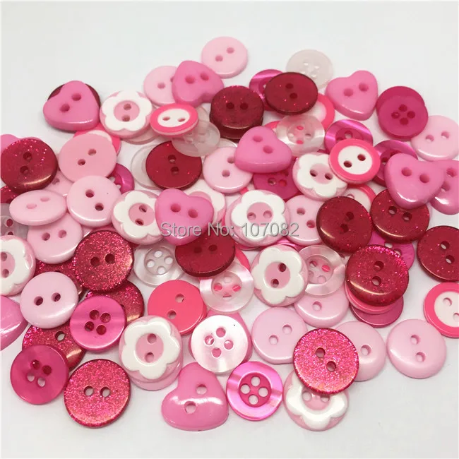 Sparkly Heart Buttons 15mm