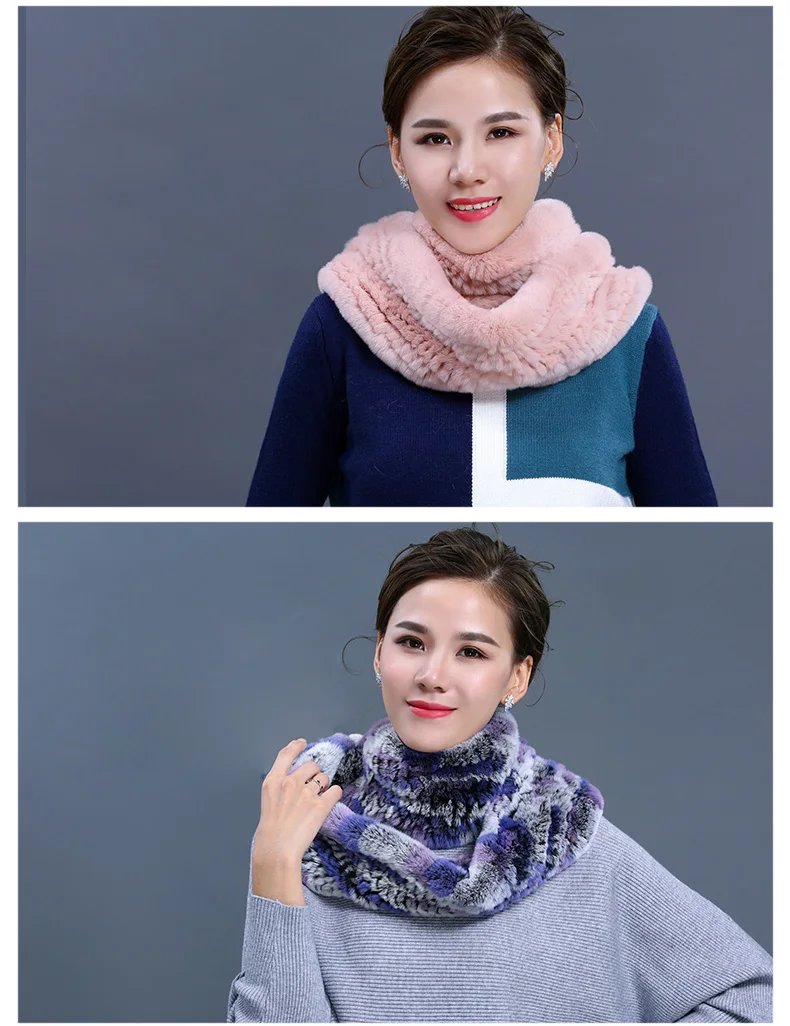 New Women's Natural Fur Shawls Wraps Genuine Rabbit Fur Neck Scarf High Quality Real Fur Scarves For Women (15)