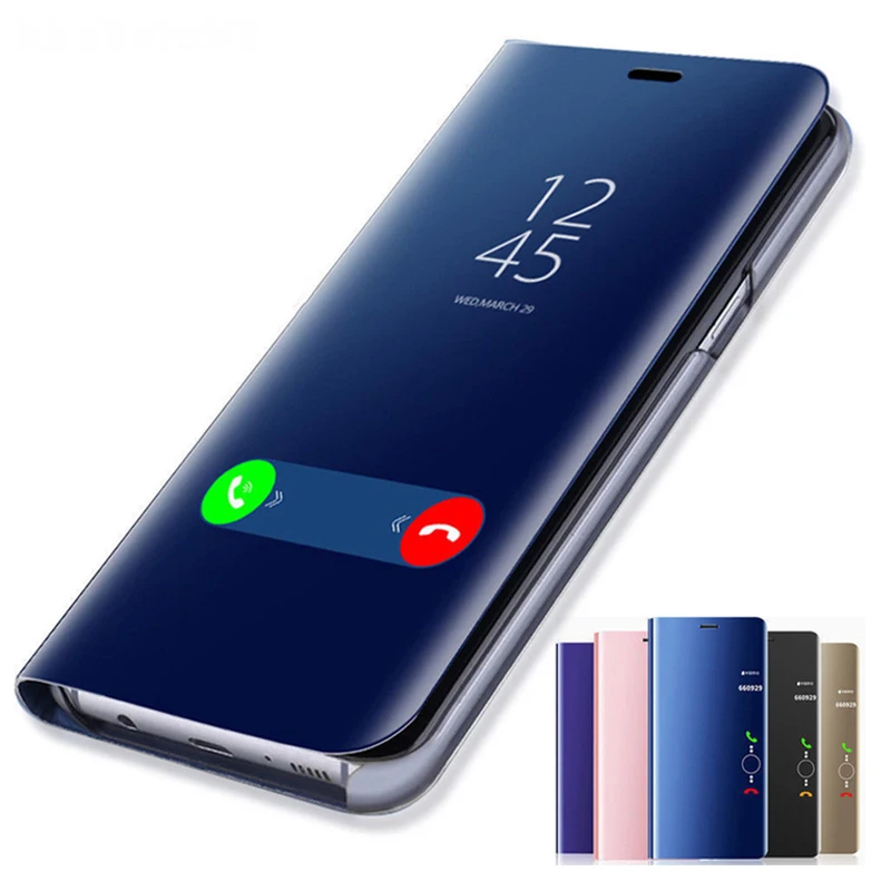 Clear View Mirror Case for Samsung Galaxy J8 J6 J4 A6 A8 Plus 2018 Holster Leather Flip Cover J5 J7 Pro A5 2017 |