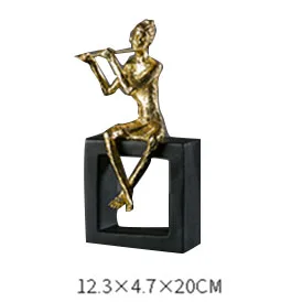 

Music Man Golden Plating Desktop Ornament Creative Home Accessories Resin Bedroom Furnishing, Best Gift