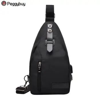 

Classic Simple Unisex Canavas Chest Bag Fashion Crossbody Handbag Shoulder Sling Bag Solid Women Men USB Charging Chest Pack