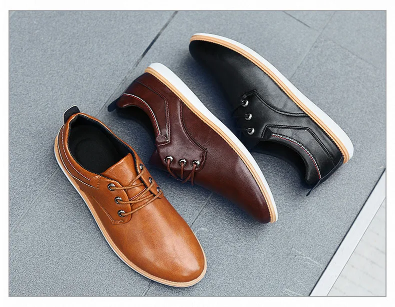 

New Men Shoes Breathable Casual Shoes Fashion Lace Up Leather Men Shoes Formal Business Shoes Oxfords Male Size 40-45 EY07-43 B1