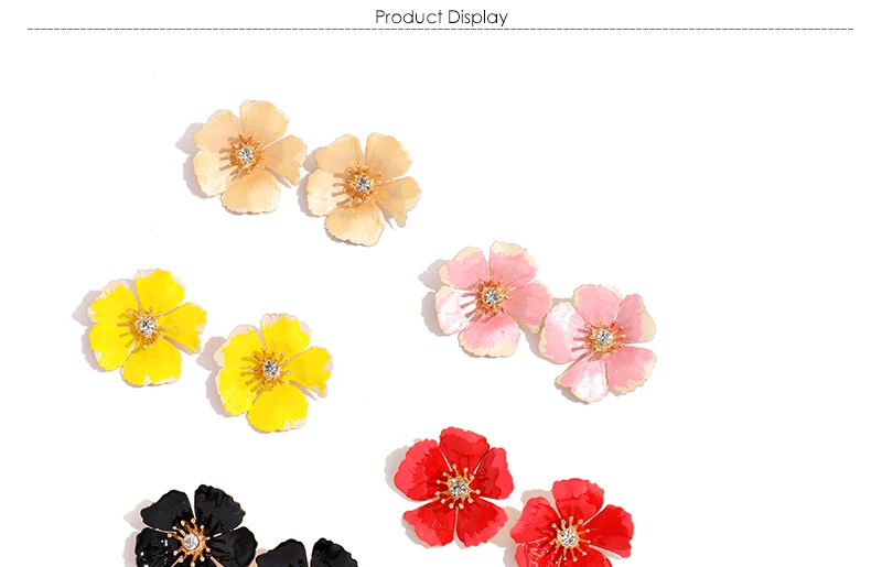 Flower Stud Earrings Female Oorbellen Yellow Statement Earrings For Women Wedding Indian Earings Fashion Jewelry Gift (1)