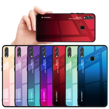 

50pcs Gradient Soft TPU Edge Case For Huawei Honor 20 V20 Note 10 Lite 9X 8X 8S Max Pro Magic 2 Tempered Glass Shockproof Cover